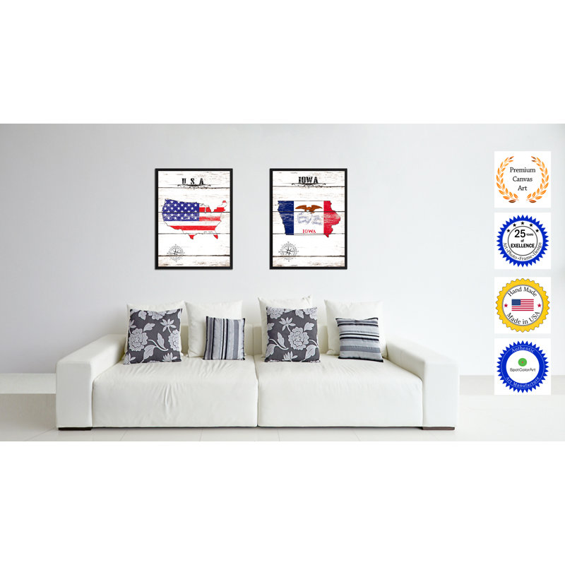 État d’Iowa State-impression d’art graphique sur toile, H 9 po x l 7 po x P 1,2 po