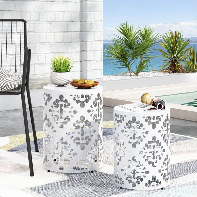 Table d'appoint Faliha, Blanc, 1