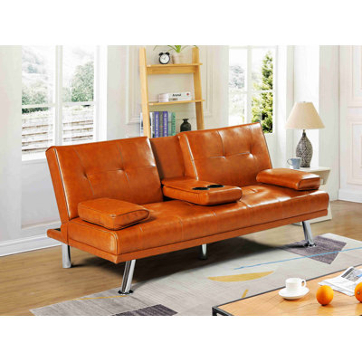 66.01'' Rolled Arm Loveseat Modern Sofa Living Room Couch Faux Leather Sofa -  Ebern Designs, EE37341F93834FE58823F6D7092317E3