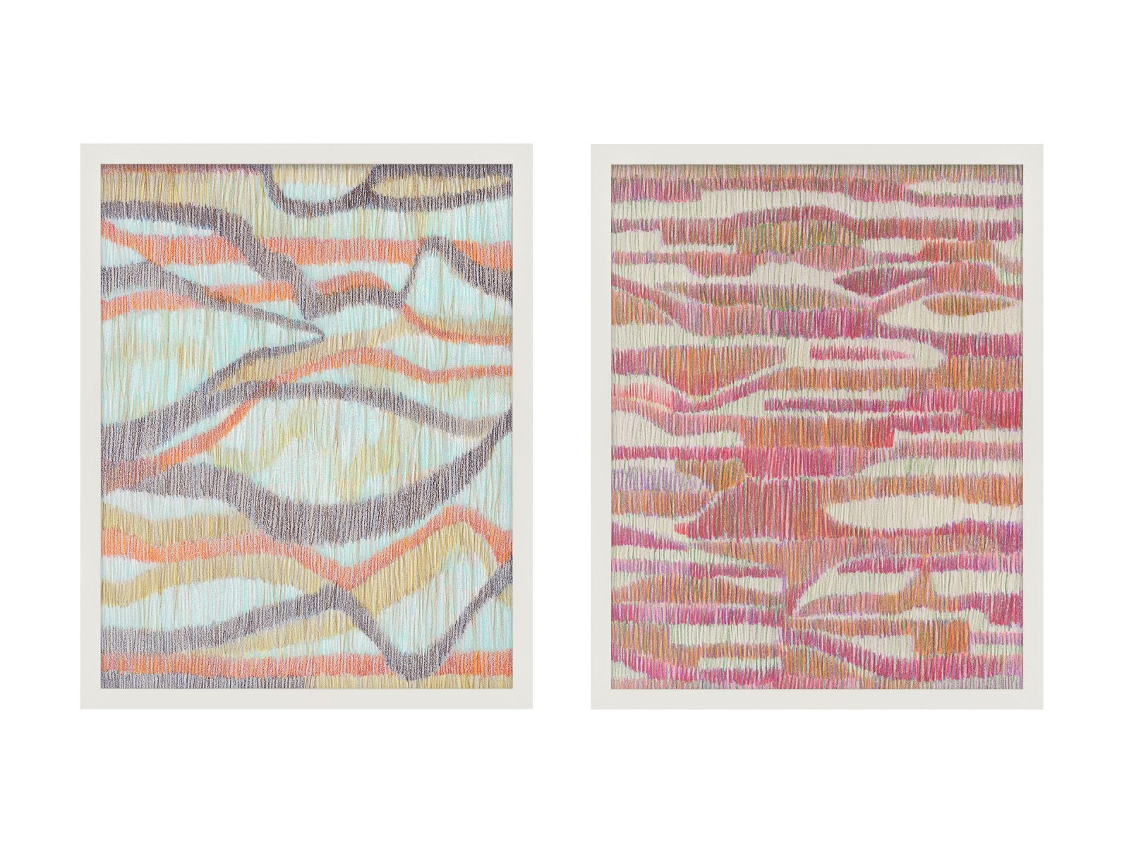 Rhythm and Ripples 2-Piece Painting Set, 38" H x 30" W x 1.25" D, White Framed