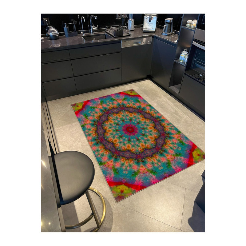 Tapis tissé à motif lavable, Sous-tapis rond 3 pi 3 po inclus