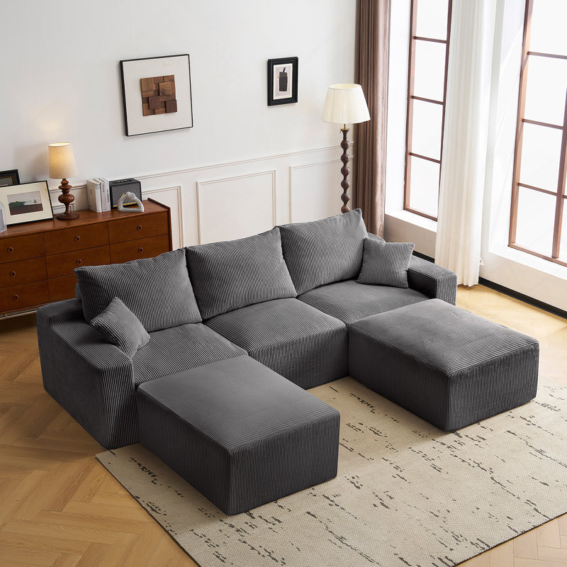 Canapé modulaire en L avec technologie de compression complète, aucun assemblage requis, conception modulaire et sièges ultra-doux pour le confort du salon