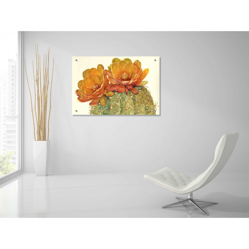 Art mural en verre épique «Cactus Blossoms II» par Tim O'Toole, H 24 po x l 36 po x P 0,2 po