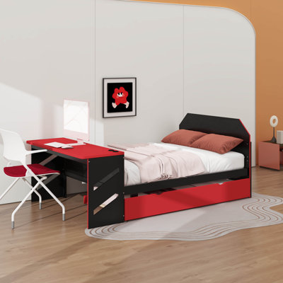 Full Size Wood Daybed With Trundle,Desk And USB