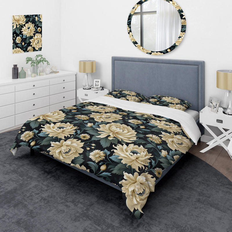 Ensemble de housse de couette damassé beige foncé, Housse de couette simple + 1 taie décorative stan