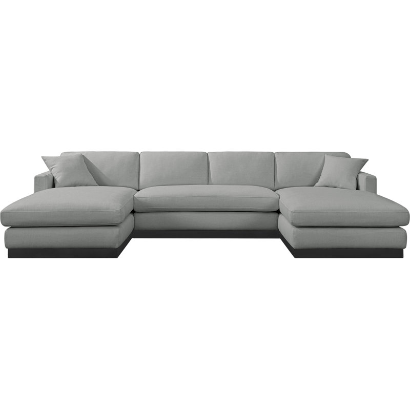 Canapé rembourré 127 po Iyanu, Tissu gris texturé en lin