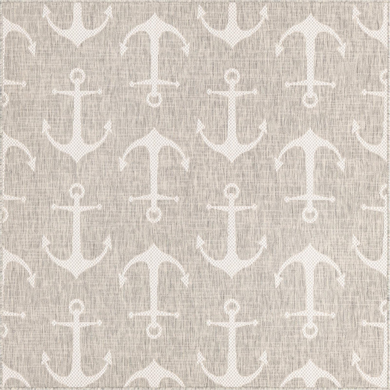 Brentwood Indoor / Outdoor Area Rug, Square 5'3", Gray