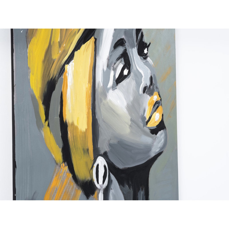 47'' X 19'' Grey Canvas Wall  - Hand-painted For  Interiors