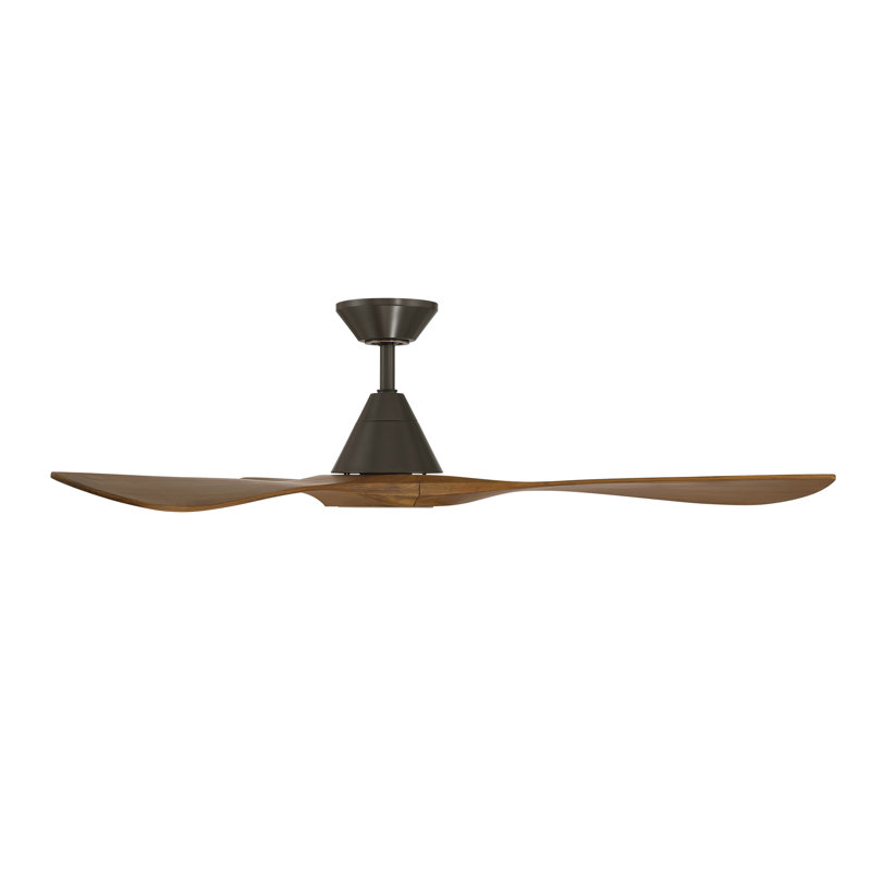 Ventilateur de plafond intelligent à 3 pales en bois naturel Carve avec télécommande incluse, Bronze, Non, Koa patiné