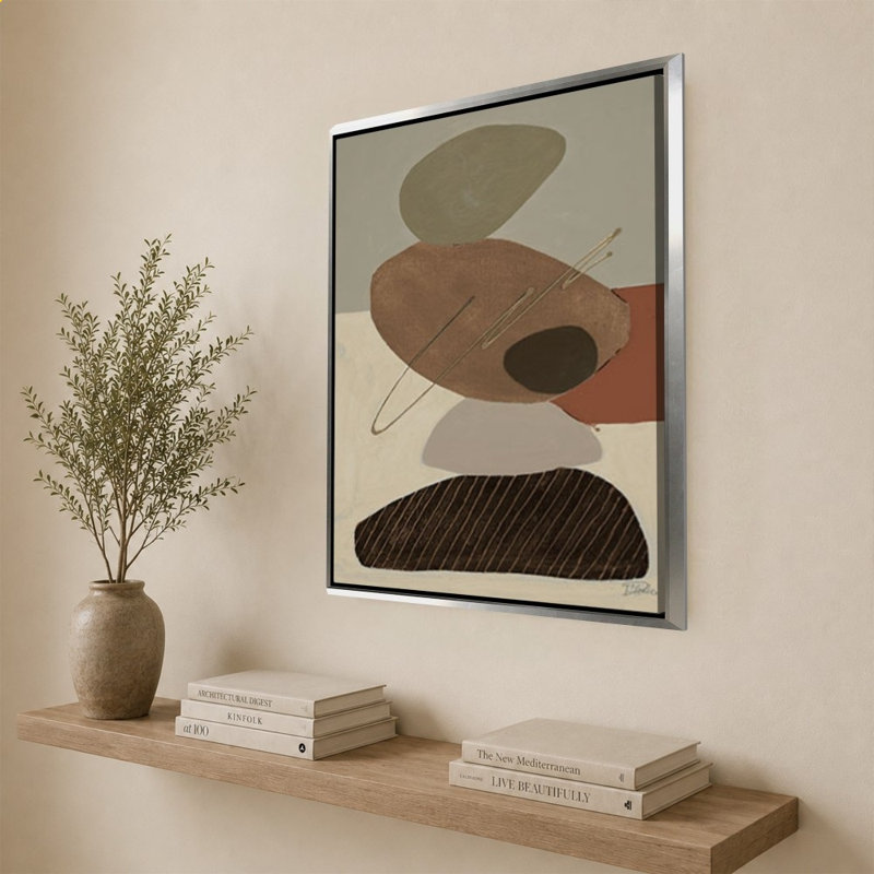 Stone Stack Tan by Patricia Pinto - Graphic Art on Canvas, Silver, 44" H x 34" W