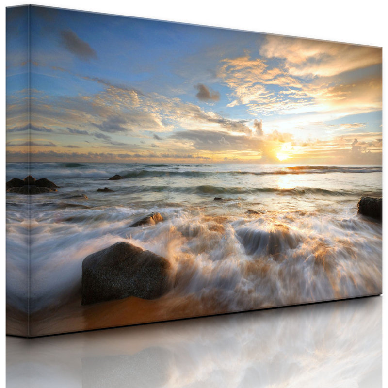 Sunset By The Sea by No - Wrapped Canvas Print, With lighting, 60cm H x 80cm W x 4.5cm D