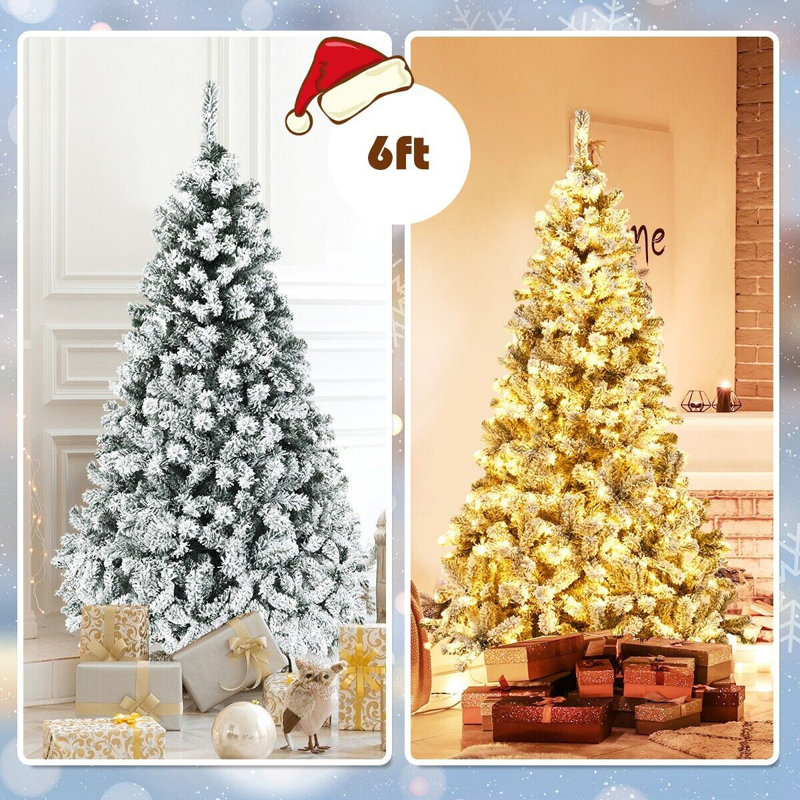 Lighted Artificial Pine Christmas Tree, 6 Ft