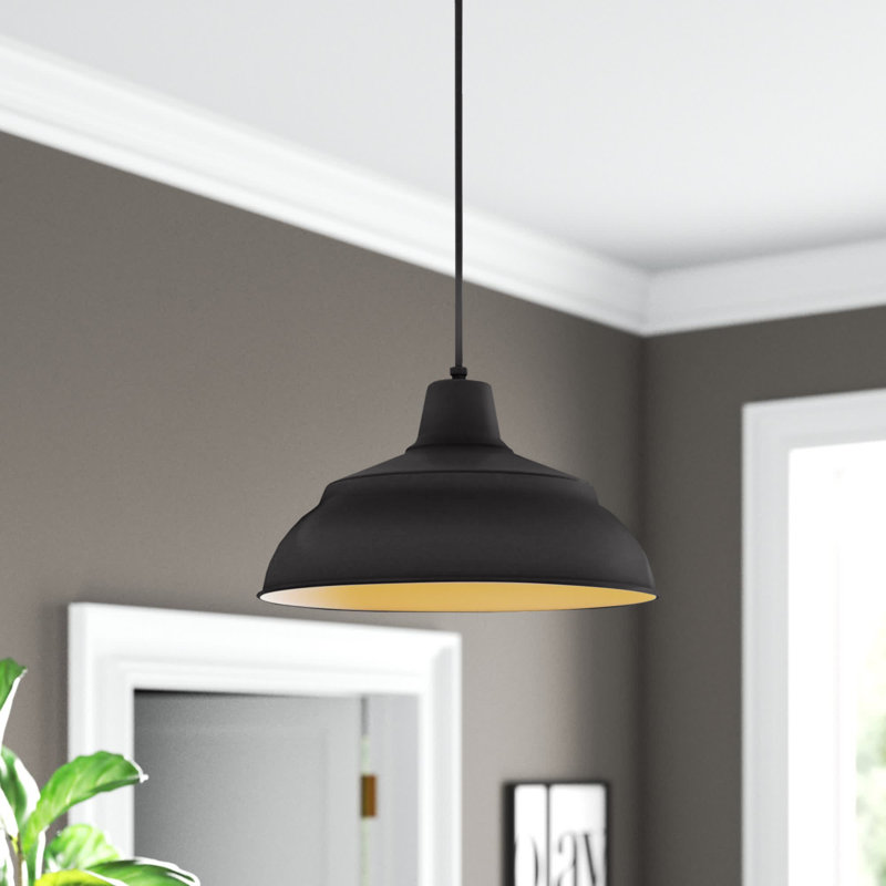 Abrahamson 1 - Light RLM Single Dome Pendant, 8.25"H x 14" W x 14" D, Satin Black