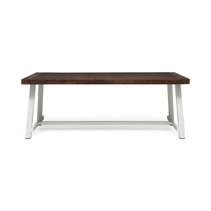 79 Outdoor Wooden Table - Modern Industrial Design Stunning Wood Metal Frame Seats 8 79" X 36" 30" Dark Brown + White Style Dining Persons L W H And