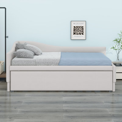 Upholstered L-Shaped Daybed With Pop Up Trundle
