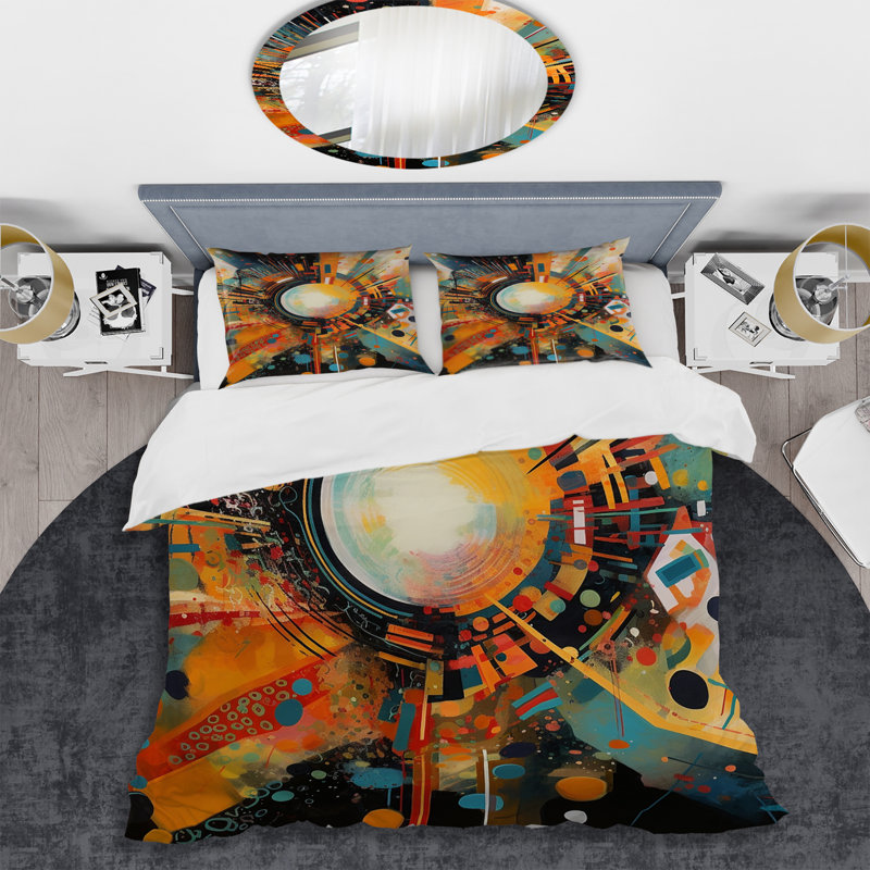 Ensemble de housse de couette en microfibre / polyester orange, Housse de couette simple + 1 taie décorative stan