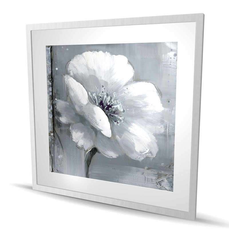 Fleurs grises et blanches - reproduction encadrée pour la décoration intérieure