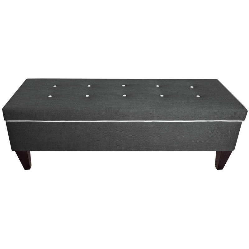 Conyers Polyester Blend Upholstered Storage Bench, Charcoal