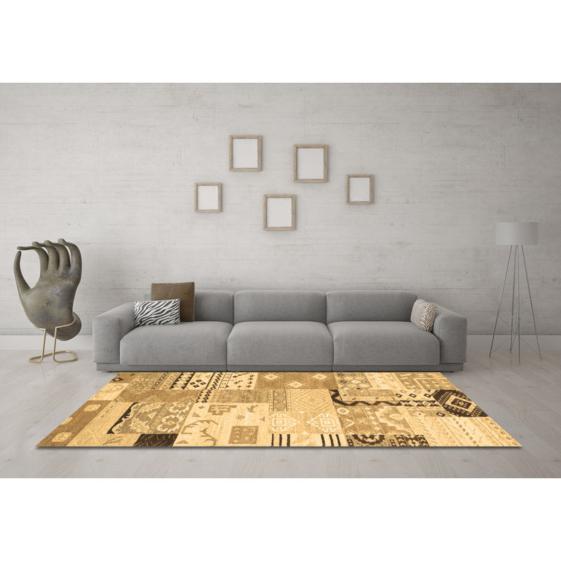 Washable Patchwork Indoor Rug, Round 5'