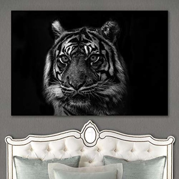 SIGNLEADER Tiger Wall Art For Home Office Black And White Tiger Canvas Wall Art For Bedroom Living Room - 12X18 Inches_SPL16