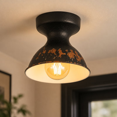 1-Light Vintage Metal Dome Flush Mount
