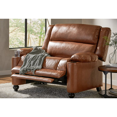 50" Wide Tufted Faux Leather Upholstered Manual Recliner Chair