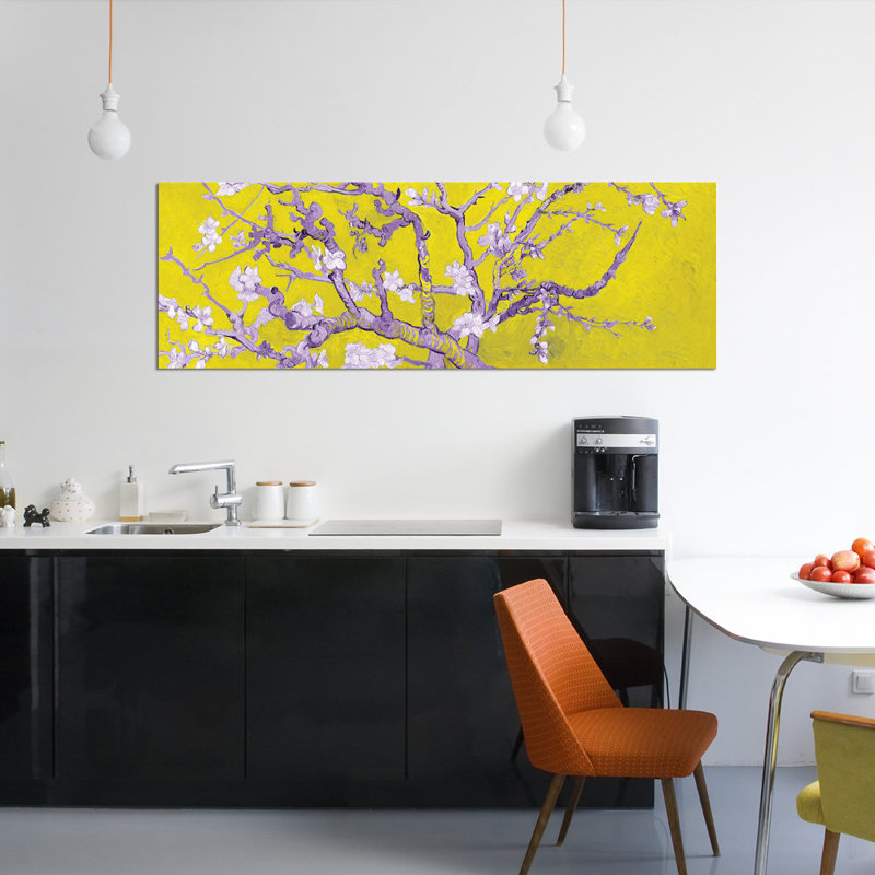 «Almond Blossom on Yellow» par Vincent Van Gogh, reproduction sur toile tendue sur châssis, H 12 po x l 36 po x P 1,5 po