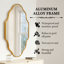 Miroir mural ovale avec cadre en aluminium, verre trempé HD, décor mosaïque, suspension verticale / horizontale, résistant aux chocs pour meuble-lavabo, salon et entrée-783339884-783339891