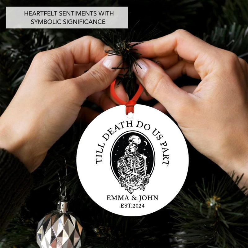 Ornement de Noël personnalisé sur mesure, squelette, couple jusqu'à la mort, partie d'horreur, décoration d'arbre, Oui