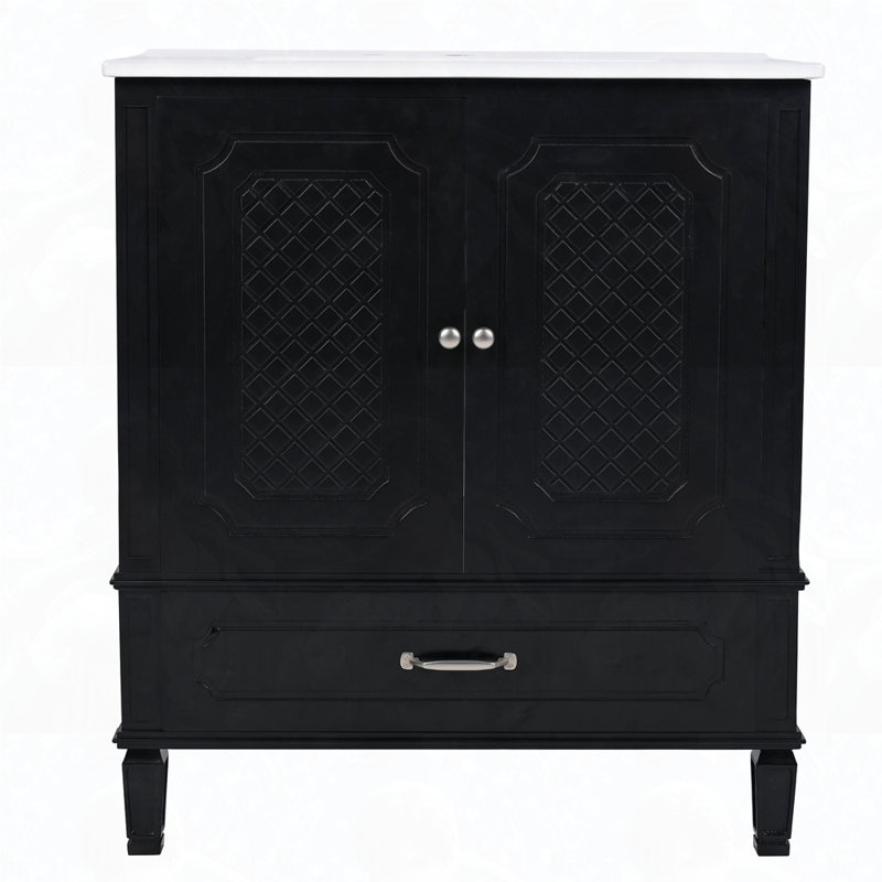 Meuble-lavabo de rangement multifonctionnel de style rétro, Noir, noir, noir, noir