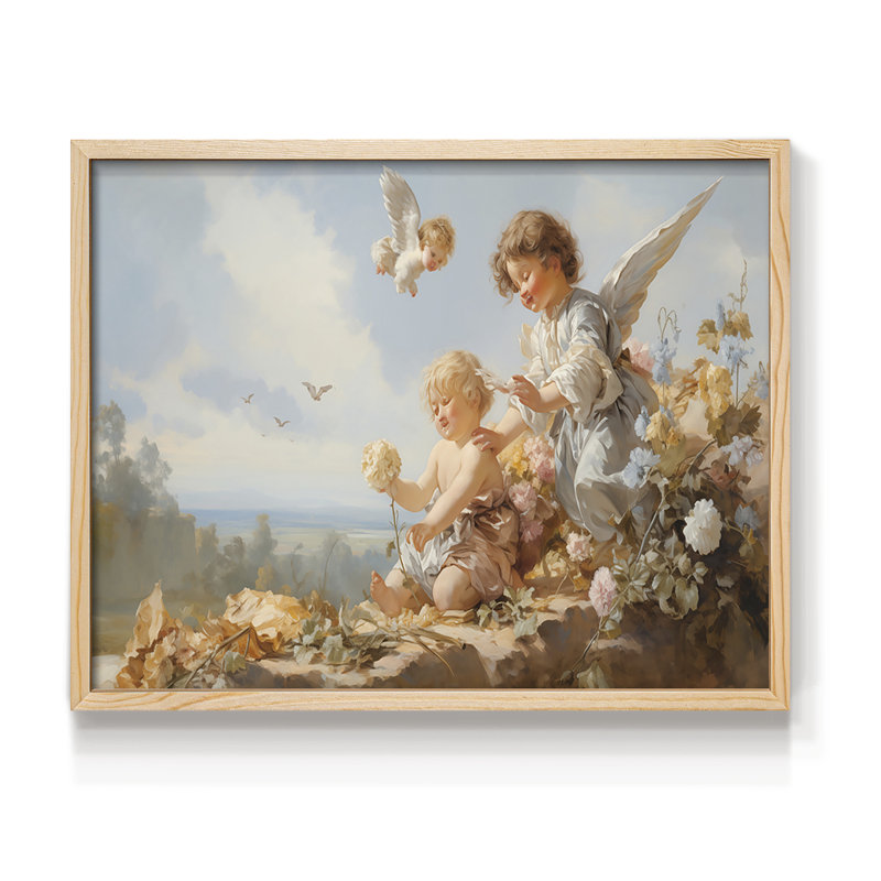 Angels From Above-III - Reproduction encadrée - Restickable, H 8 po x l 10 po, Encadré naturel