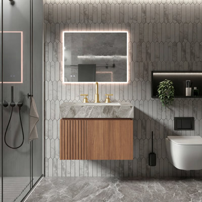Armoire de salle de bain flottante Mid-Century