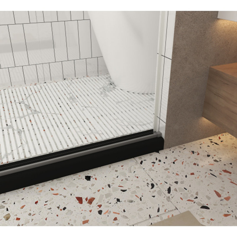 60 in.W x 76 in.H Frameless Shower Door - 1/4 Inch Clear Tempered Glass with Explosion Proof Film, Stainless Steel Handle