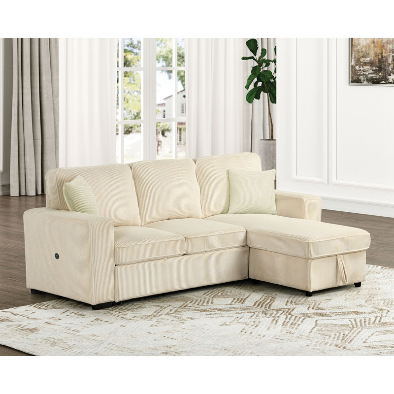 92.6" W Contemporary Sectional, Beige, Beige