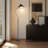 Swoop 69 in. Modern LED Adjustable Floor Lamp with Black Metal Bowl Shade and Gold Accent, Bulb Included