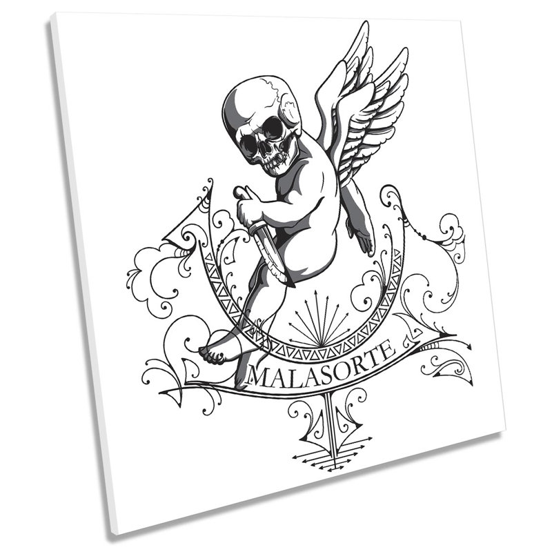Malasorte Bad Luck Angel Skull - Wrapped Canvas Print, 91.4cm H x 91.4cm W x 4cm D