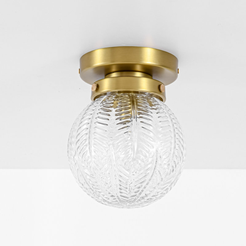 Nicolas 1-Light Leaf Textured Glass Semi Flush Mount Ceiling Light