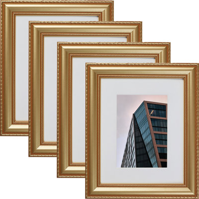 Jedaiah Gold Solid Wood Gilded Picture Frame - Set of 4 with Mat