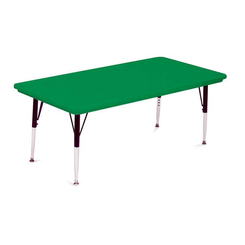 Table d'activité rectangulaire à hauteur ajustable, H 30 po x L 60 po x l 30 po, Vert