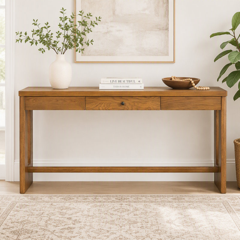 Console de hall d'entrée en bois avec tiroir de rangement, Naturel