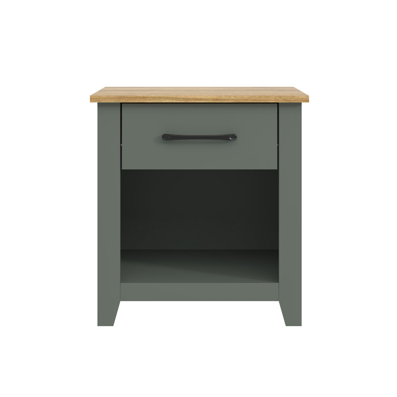 Walter 20.3" 1 Drawer Nightstand, Kale Green/Reviera Eichi