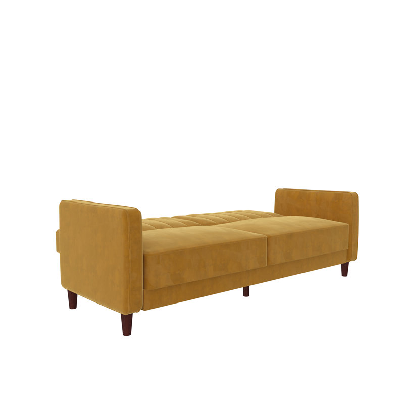 Canapé convertible Perdue, Velours jaune moutarde