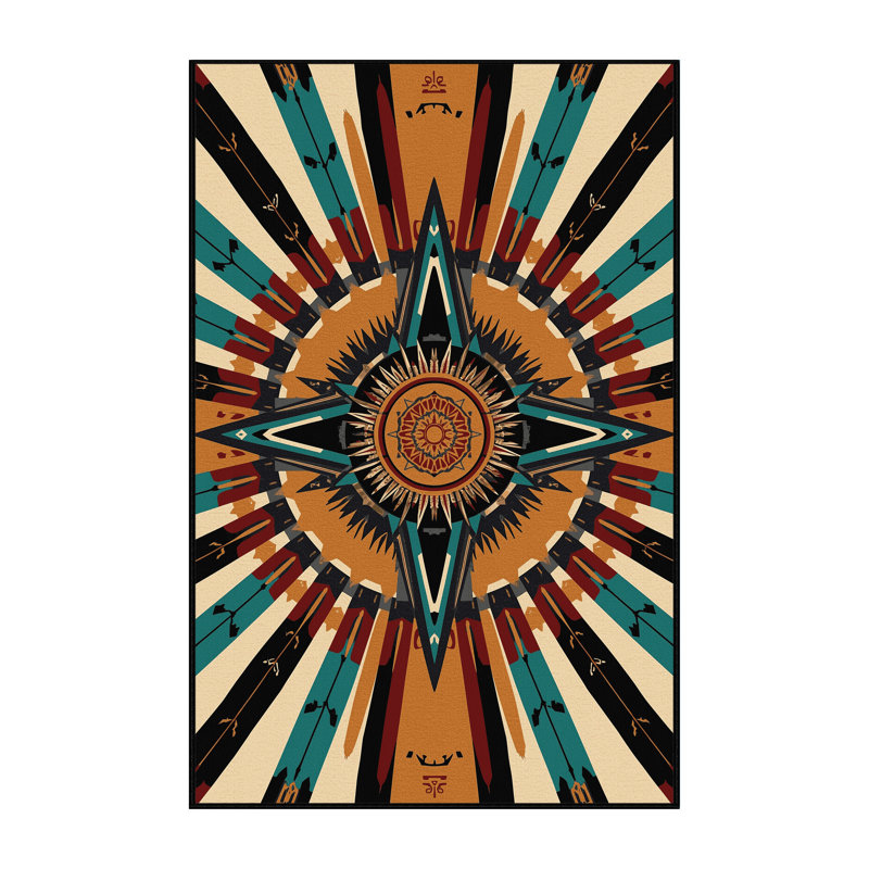 Tapis noir moelleux et éclectique à motif d'étoiles en peluche douce et moelleuse de couleur Dykstra, 7 x 9