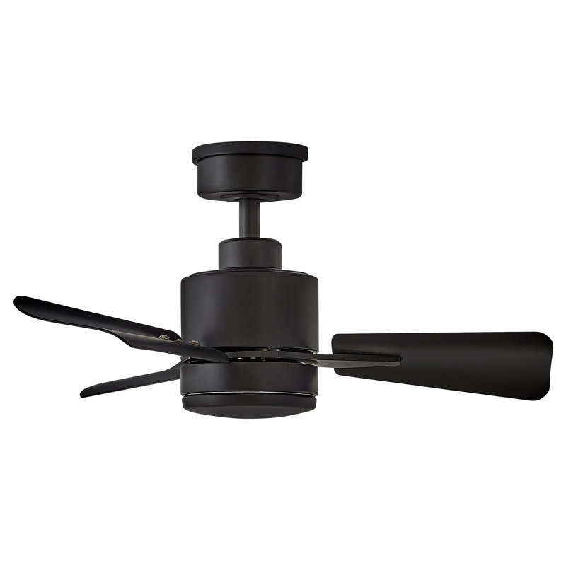 30" Leventhal 3  - Blade LED Standard Ceiling Fan with Wall Control and Light Kit Included, Matte Black