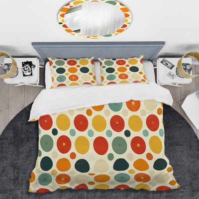 Ensemble de housse de couette à pois orange et vert X