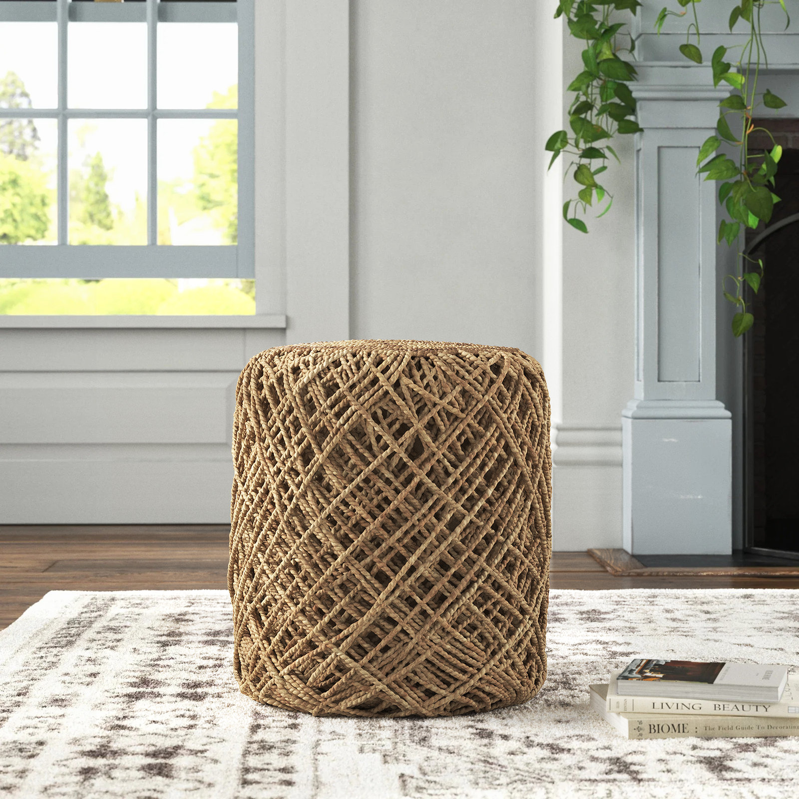 Rudolph 16" Pouffe, Light Brown