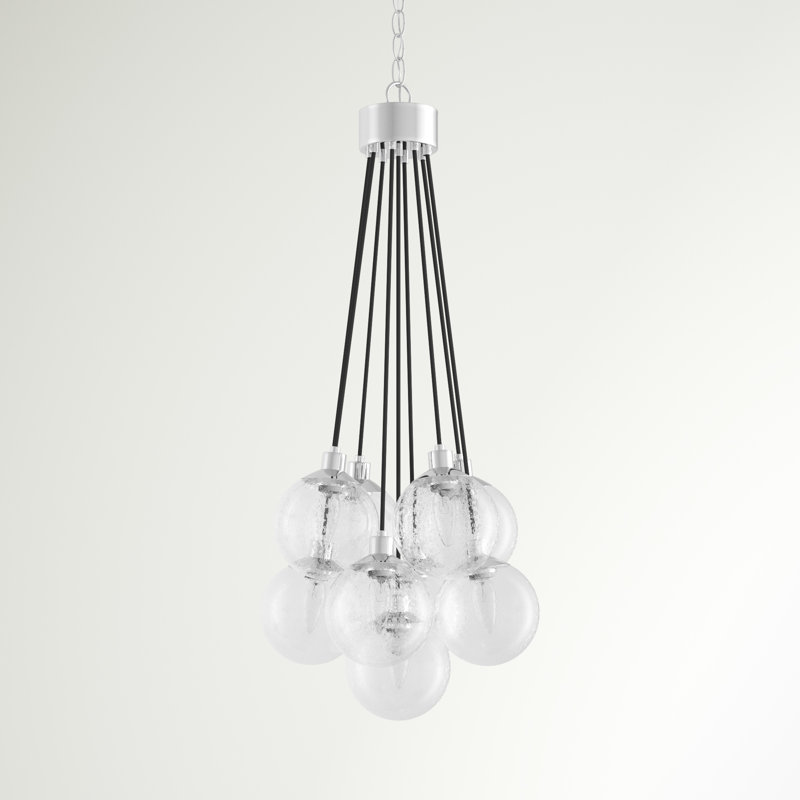 Luminaire suspendu sphère 9 lumières Olson, Chrome