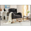 Chaise berçante confortable en tissu Teddy avec pieds en bois paquet, parfaite pour la détente et les intérieurs modernes, gris foncé