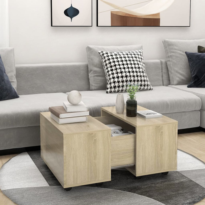 Godart Wheel Coffee Table with Storage, Sonoma Oak