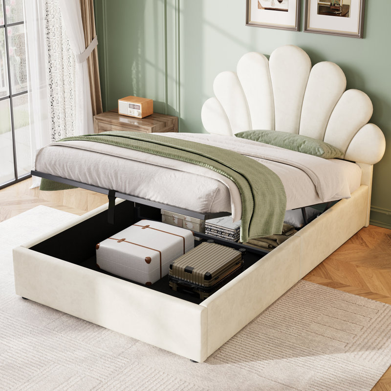 Upholstered Ottoman Storage Bed, Single (3'), Pink